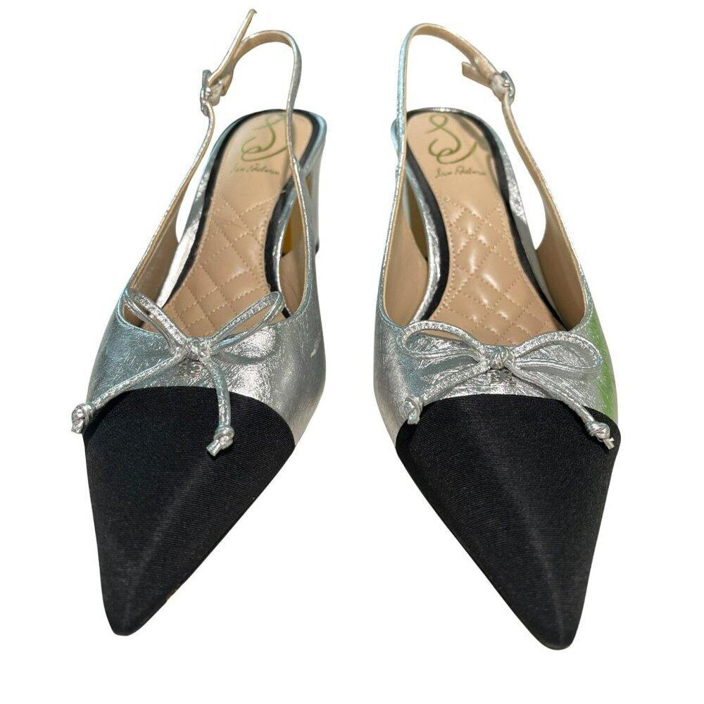 Sam Edelman Willette 65MM Metallic black Silver Slingback Pumps 7.5 - Picture 2 of 6